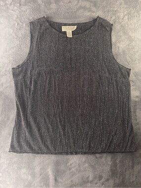 Vintage Norton McNaughton Metallic Tank Top XL Black Silver Shimmer